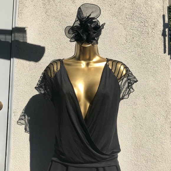 Sexy Black w/Lacy Sequence short sleeves! - Picture 7 of 8